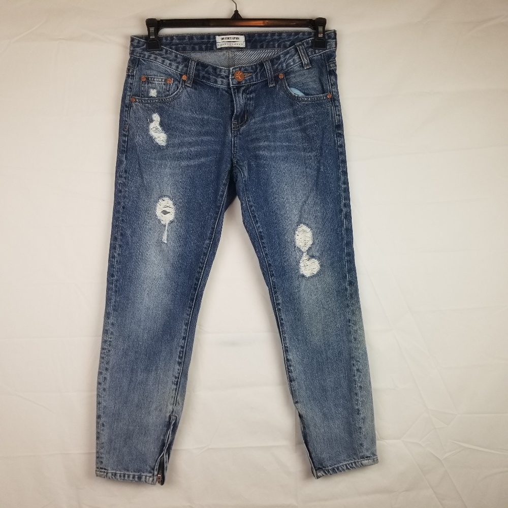 One Teaspoon Women sz 27 Distressed Crop Zip Hem